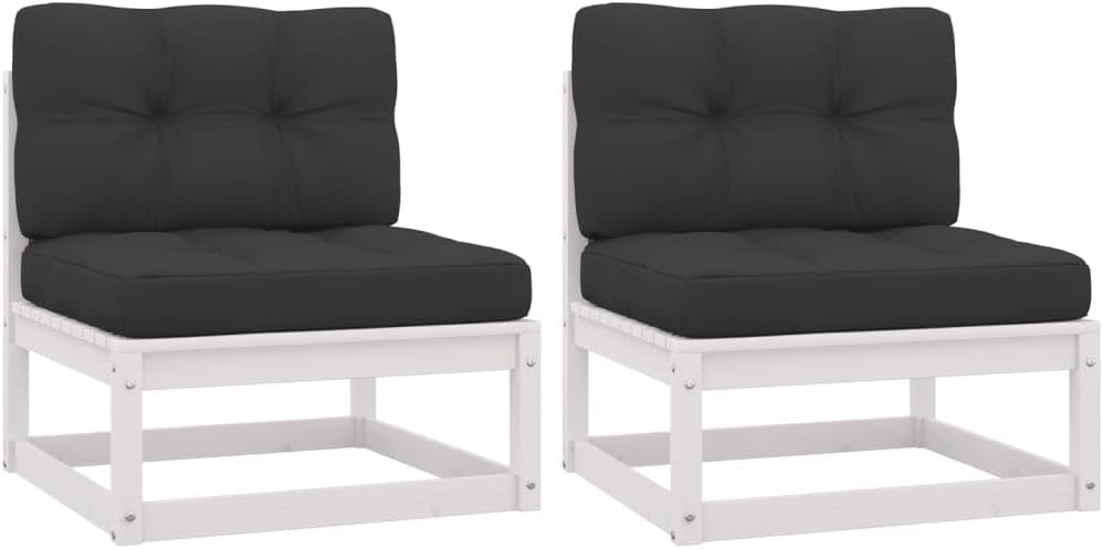 Patio Middle Sofas with, Cushions 2 pcs Solid Wood Pine,Outdoor Pinewood Middle Sofa with, Cushions for Garden, Patio, and Relaxation Patio Furniture Sets, Conversation Sets