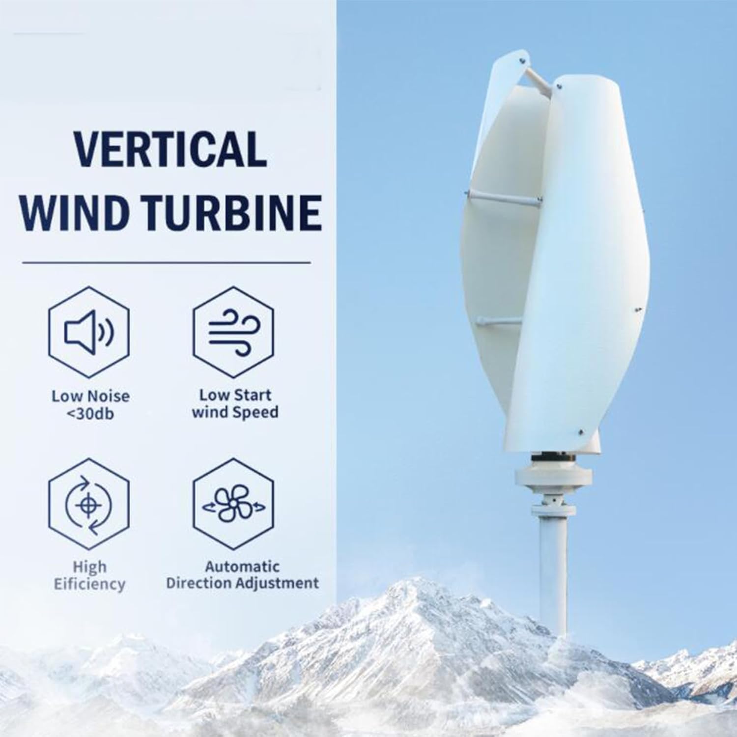 12V,HYZHANHONG Vertical Wind Turbine Permanent Magnet Generator 10000W 2 Blades Low Noise Windmill with Controller for Home Boats Cabins Mobile Homes (24V)