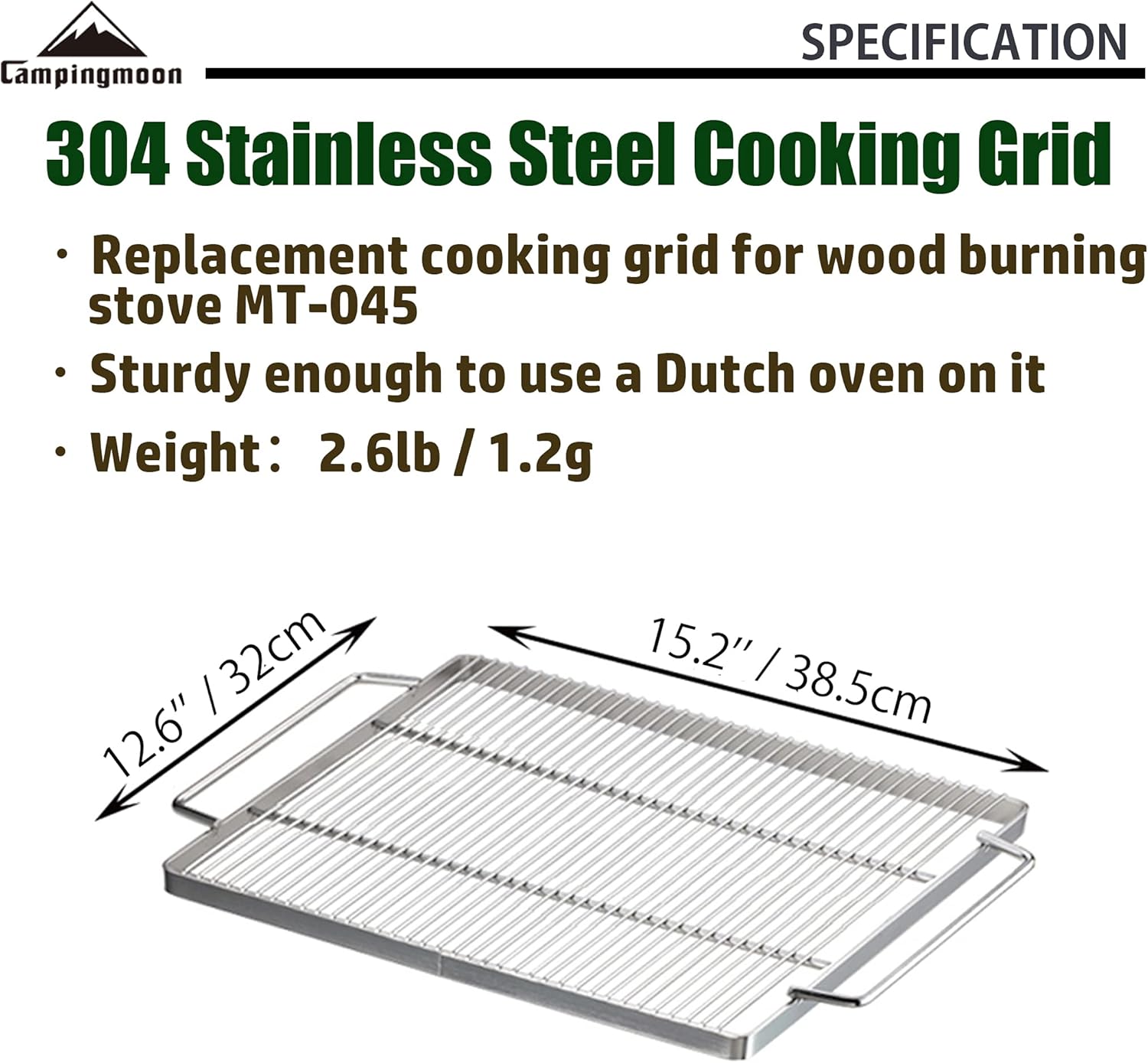 CAMPINGMOON 3-in-1 Portable Stainless Steel Wood Burning Grill and Fire Pit 16x18-inch with Carrying Bag