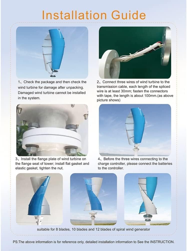 Vertical Wind Turbine Generator 9000W 3 Phase Generator with Controller Spiral Wind Turbine Low Noise for Garden Home