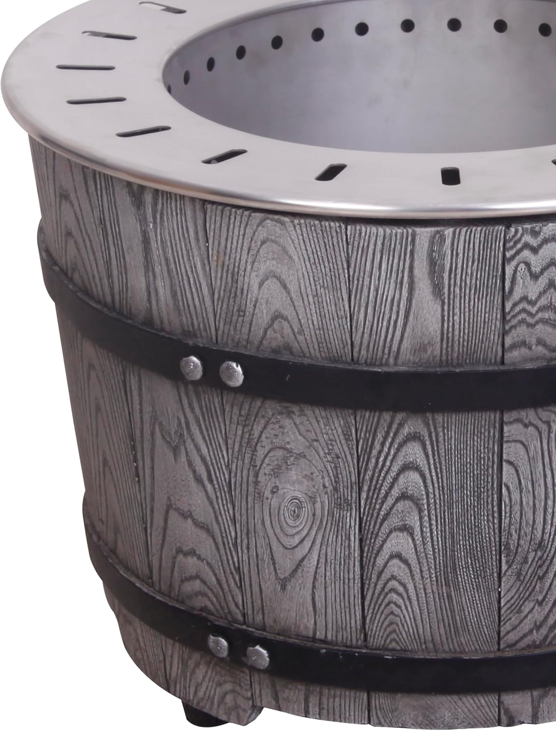 20.5 Inch x 15 Inch Round Stainless Steel Smokeless Firepit with Wood Pellet/Twig/Wood As The Fuel, Wood Look, Antique Black