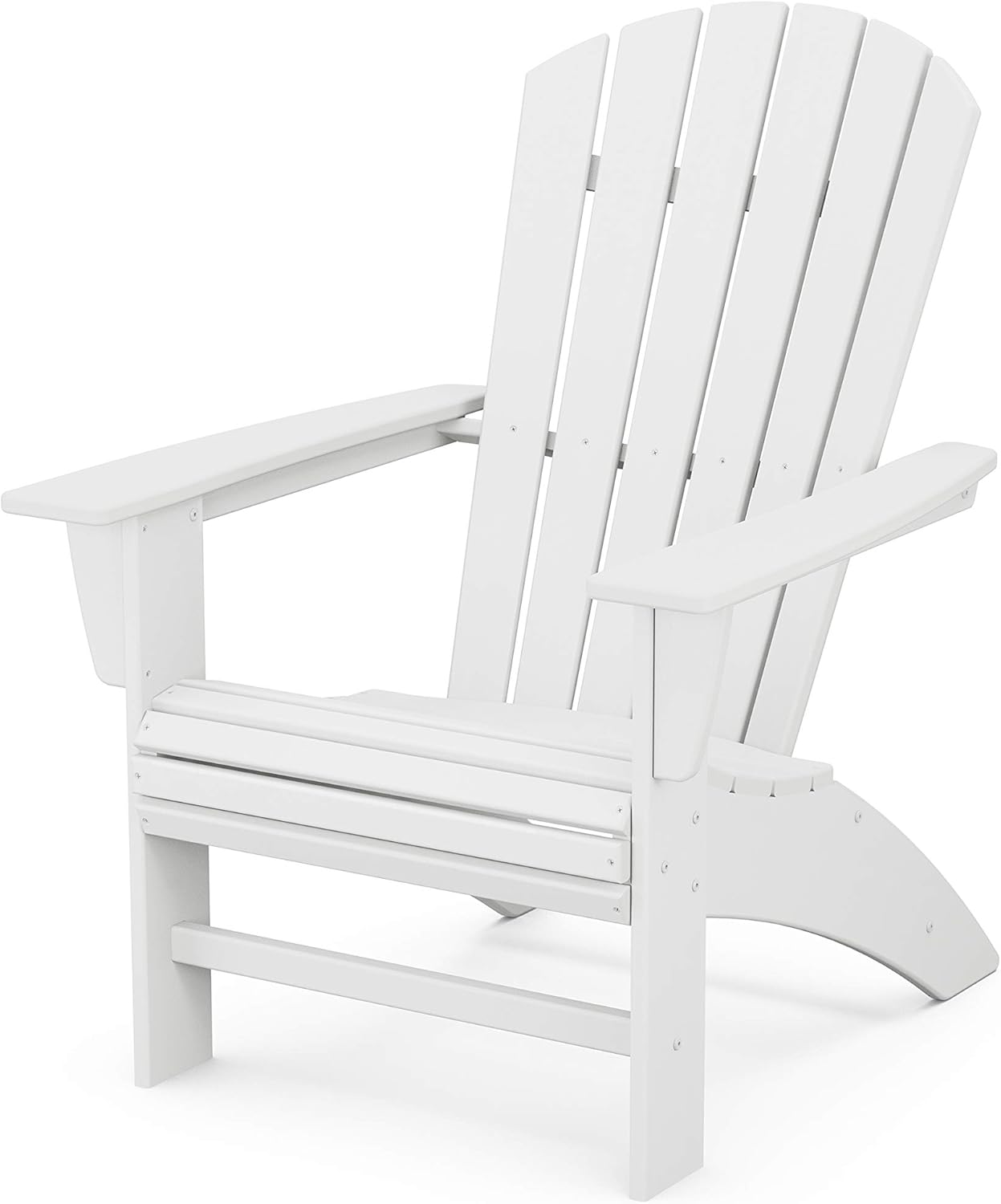 POLYWOOD Nautical Curveback Adirondack Chair, Fire Pit Patio Furniture, All-Weather HDPE Outdoor Seating, Fade-Proof, White, Deck Garden Poolside