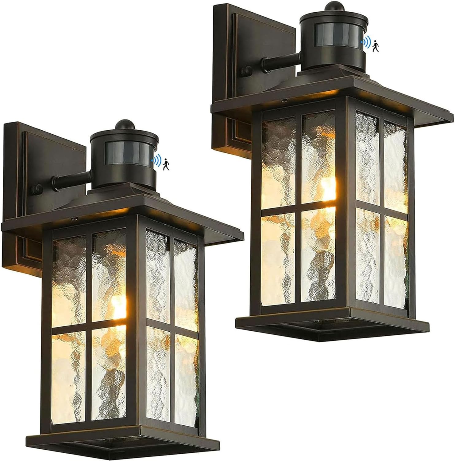 2 Pack Motion Sensor Outdoor Porch Lights Dusk to Dawn Exterior Wall Lantern Black Outside Sconce Lighting Fixtures Waterproof Wall Mount Coach Lamp for House Garage Patio Entryway