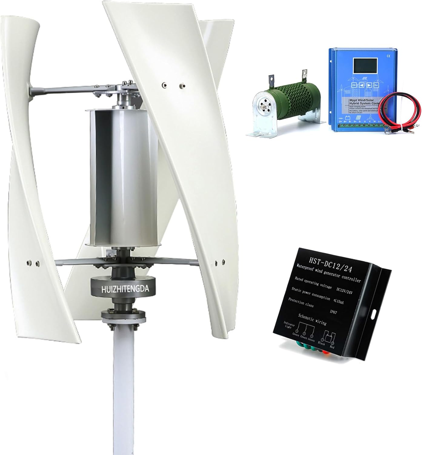  12V 24V 48V 4000W-6000W Vertical Axis Wind Power Turbine Generator, Low RPM Wind Turbines Generator Vertical Windmill with MPPT Controller for Home Farm