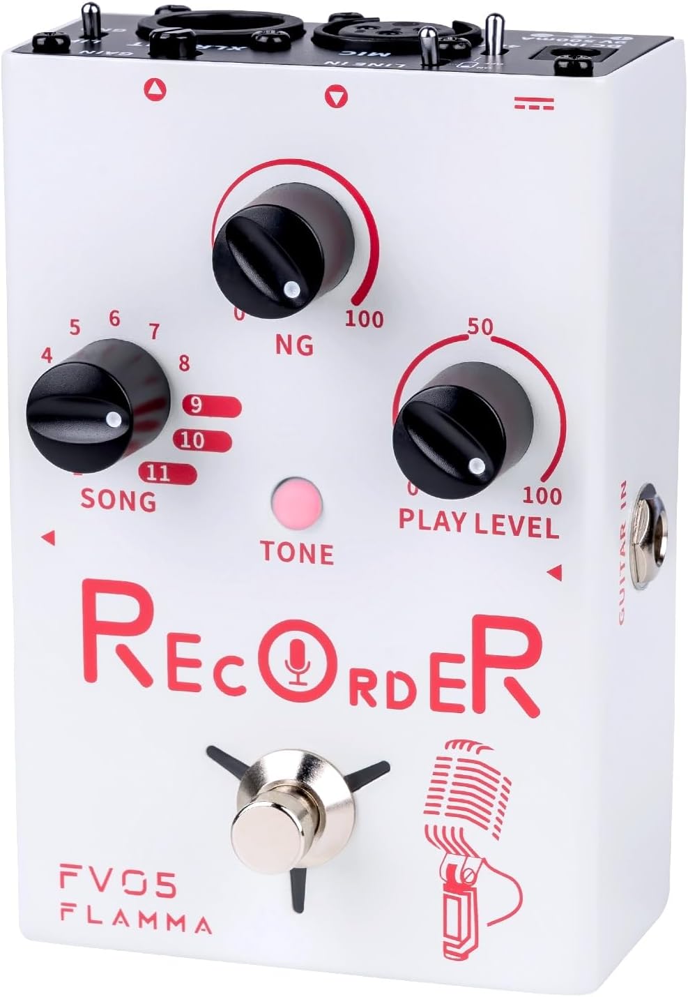 FLAMMA FV05 Recorder Vocal Effects Processor with 70 Minutes Recording Capacity Noise Gate & Reverb Effects for Vocal Guitar Reverb Looper Stompbox for Singer Songwriting Record Creative Inspiration