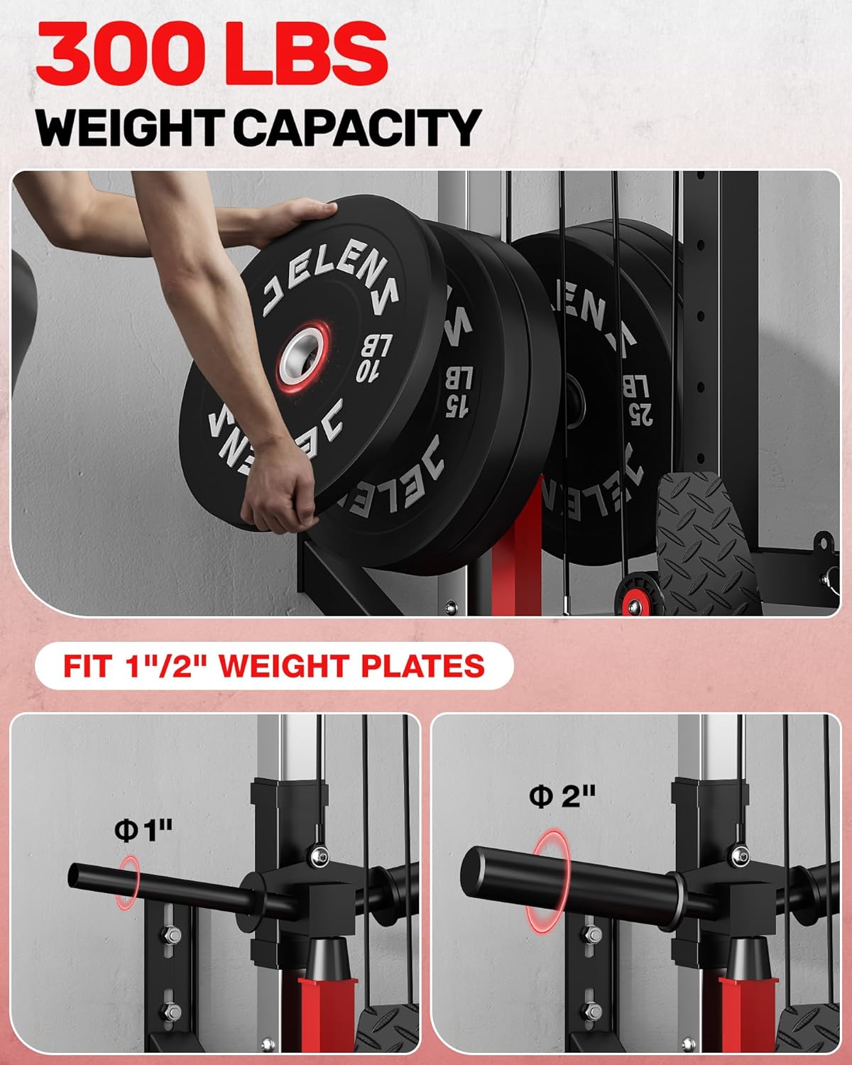 Wall Mount LAT Pulldown Machine, Cable Machine with 16 Adjustable Positions, High and Low Cable Crossover Machine for Home Gym, Crossover Pulley System with Cable Row Attachment