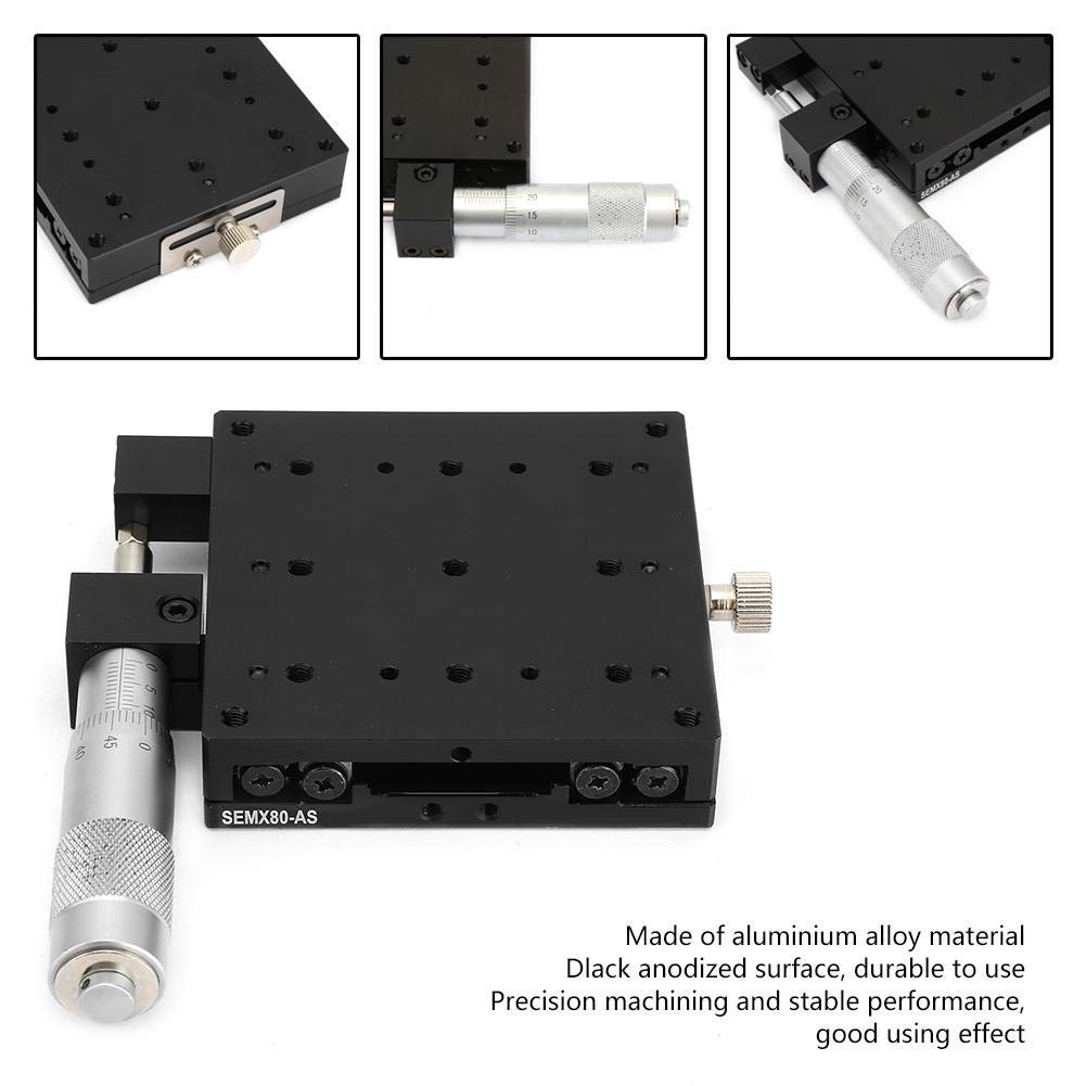 X Linear Stage, Keenso SEMX80-AS Micrometer Manual Linear Translation Stage Displacement Trimming Bearing Sliding Table X Axis 80x80mm Size Other Tools & Accessories