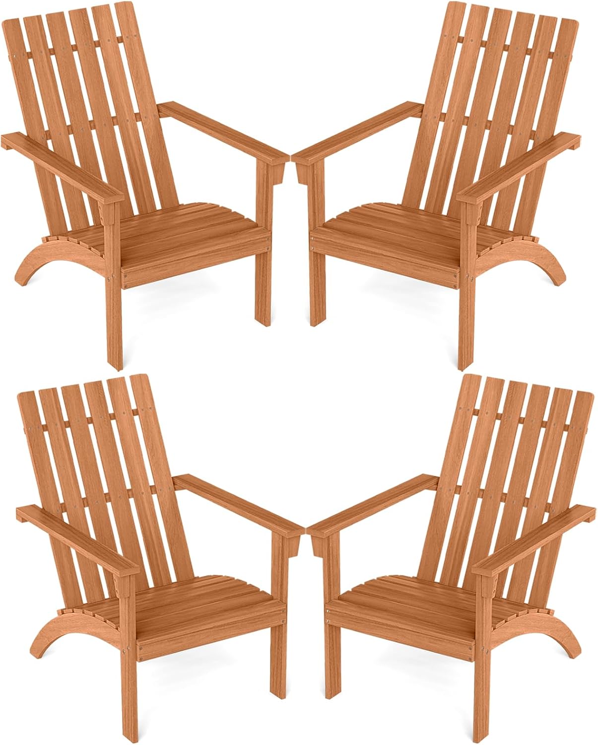 DORTALA Adirondack Chair, Acacia Wood Fire Pit Chair with Backrest and Armrests, 400 LBS Weight Capacity, Outdoor Lawn Chair for Patio, Backyard, Deck and Poolside (4)