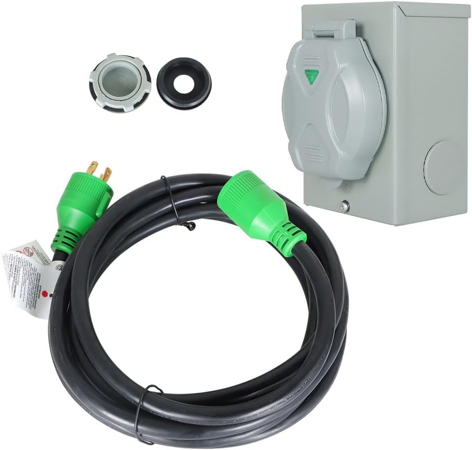 30 Amp Generator Inlet Box with Cord 30A Generator Cord 15FT and Power Inlet Box Genuine OEM Replacement