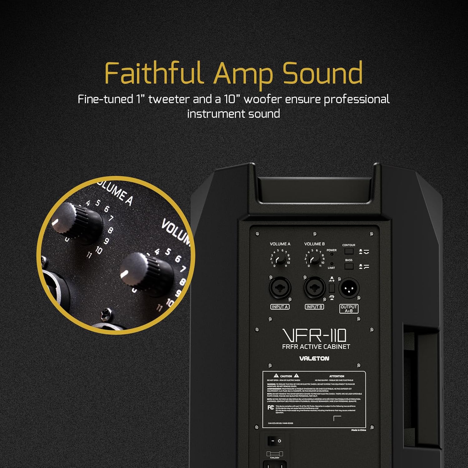 Valeton 10 inch, 2-Way FRFR 1300-Watt Active Speaker for Guitar, Bass, Multi FX and Amp Modelers