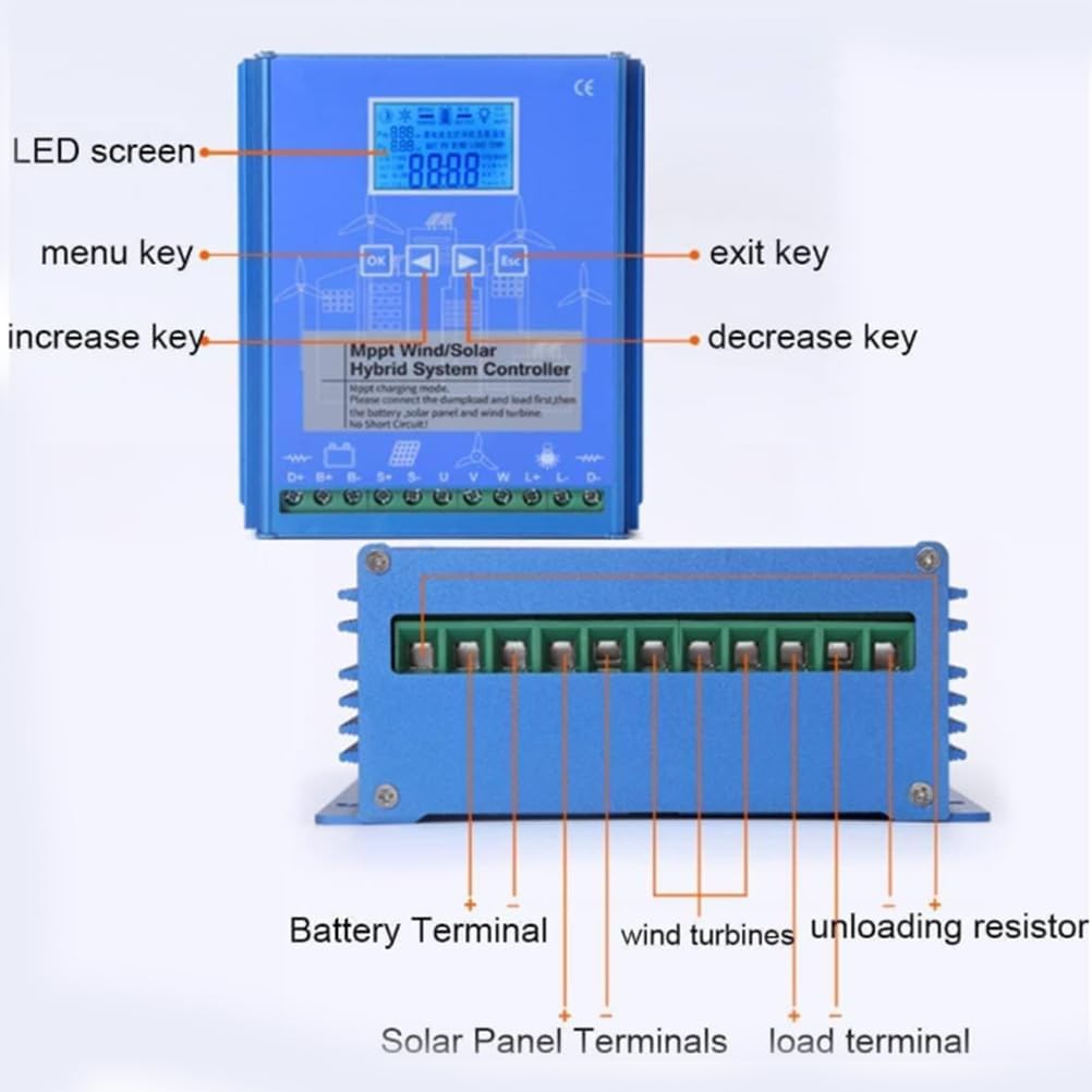 48v,HYZHANHONG with LCD Display Wind Solar Hybrid Charge Controller 3000W,12V24V/48V Automatic Wind and Solar Charge Controller Intelligent Regulator,48V