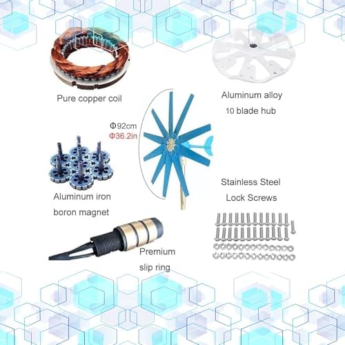 16000W Wind Turbine Generator Kit - Silent 20000W Solar & Wind Power System, 12V/24V/48V Options, 8/10 Blades for Home Use - Efficient Renewable Energy Solution
