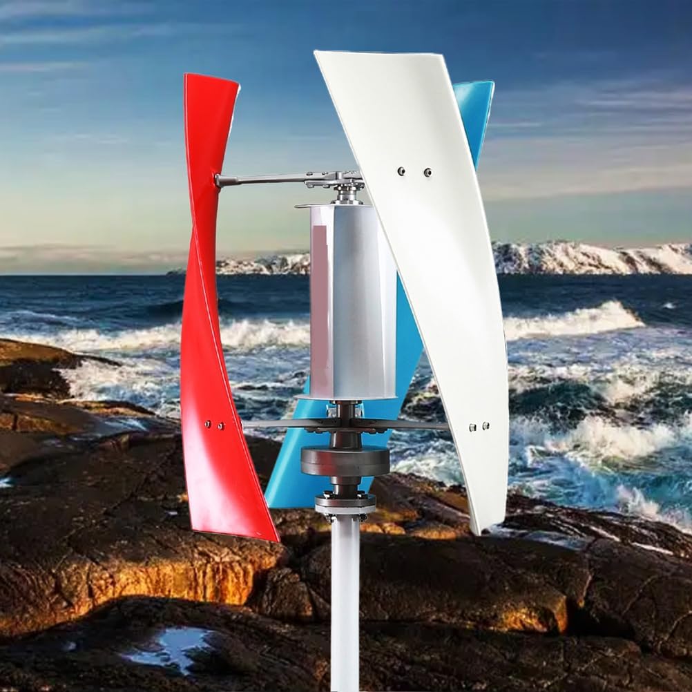 1500W Vertical Wind Turbine, 12V 24V 48V Small Windmill Free Energy 220V Household Wind Turbine Systems Farm Sent to MPPT Controller(White)