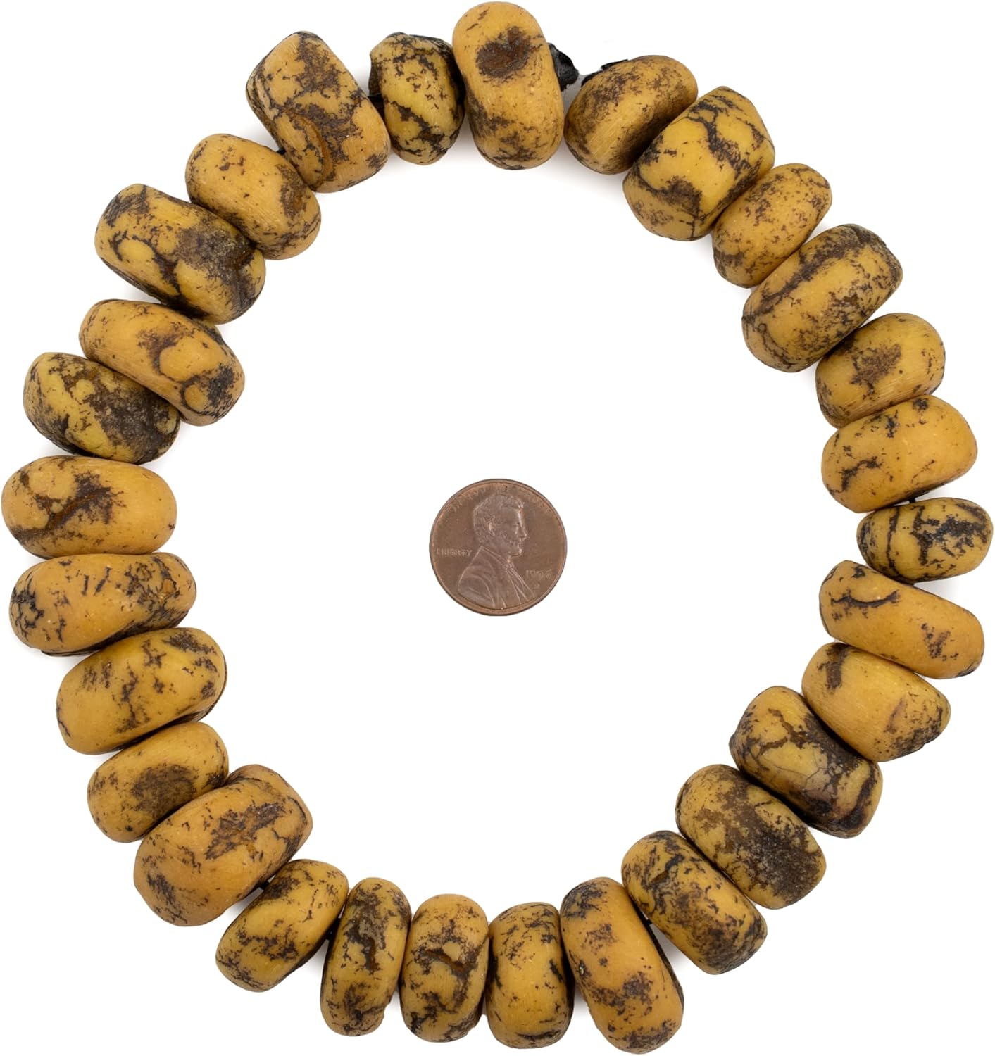 The Bead Chest Vintage Jaune Moroccan Amber Resin Beads Petite 21mm Morocco African Yellow Round Large Hole 20 Inch Strand Handmade