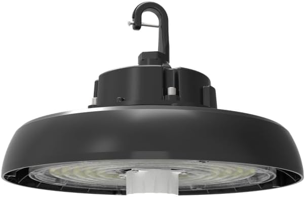 MES LED Round UFO High Bay 181W-200W 5000K Commercial, Indoor/Outdoor, Corded Electric, Clear Lens, Eye Hook | Dimmable Gen 3 UL & DLC Premium Listed - Black