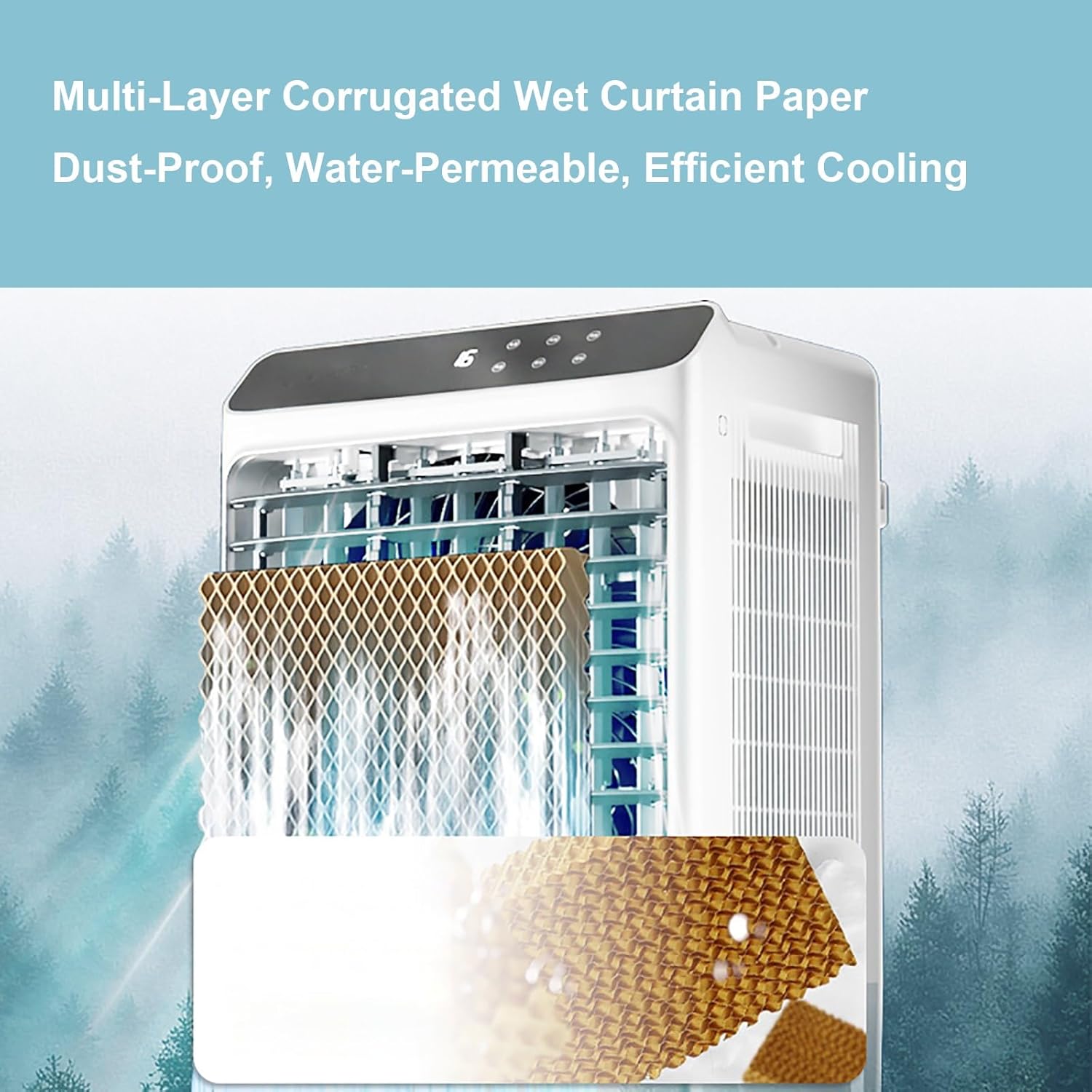 Indoor Windowless Air Conditioner, Swamp Cooler Fan and Humidifier with 7Gal Tank, Remote, 4 Ice Packs, 3 Speeds, 3 Modes, 12H Timer, Evaporative Cooler for Room Indoors(77cm/31in)