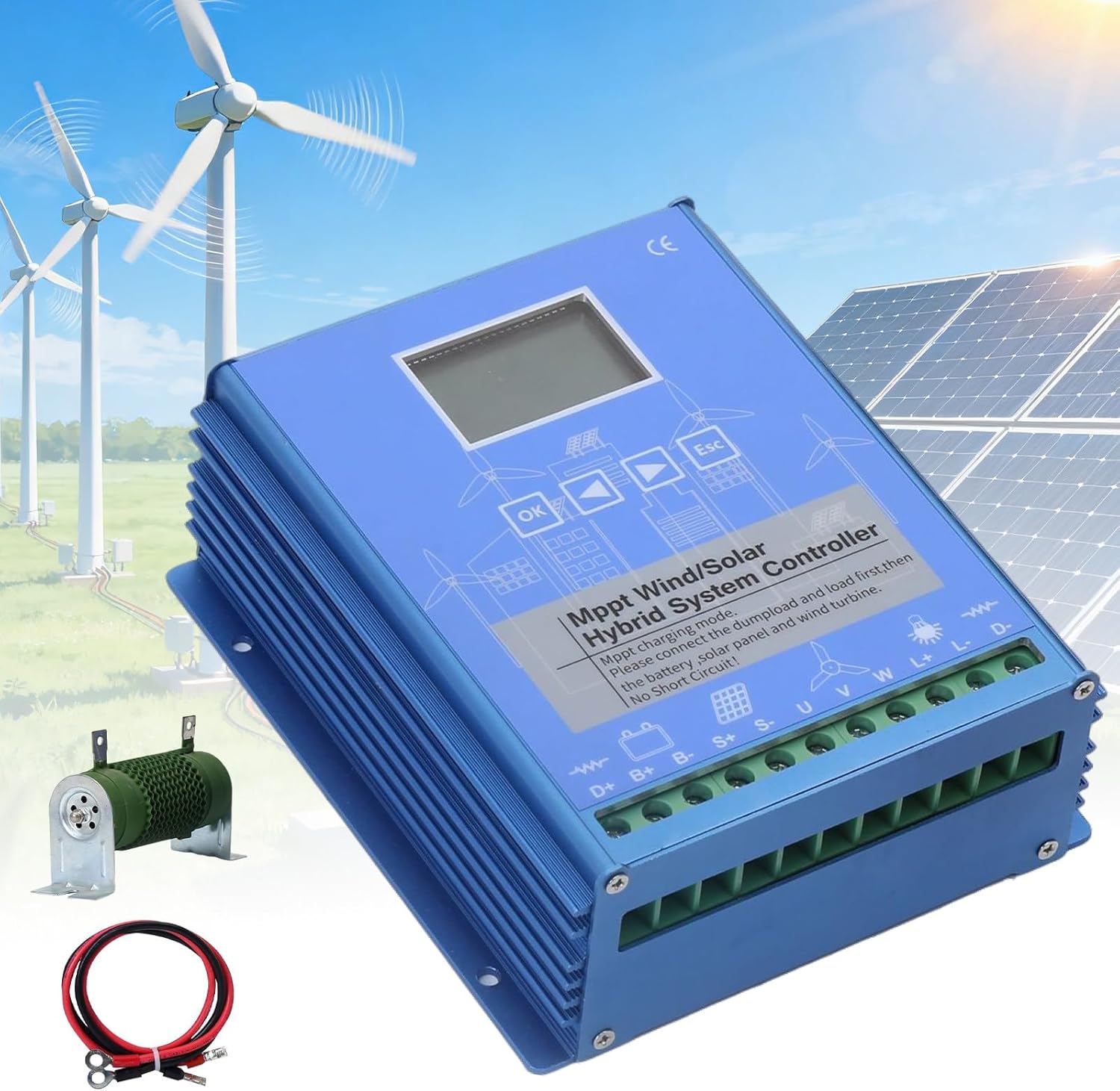 Hybrid Wind Solar Controller auto 12/24/48v 1000W Solar Wind Controller Solar and Wind Charge Controller Wind/Solar Hybrid System Controller 1000W-24/48VAuto