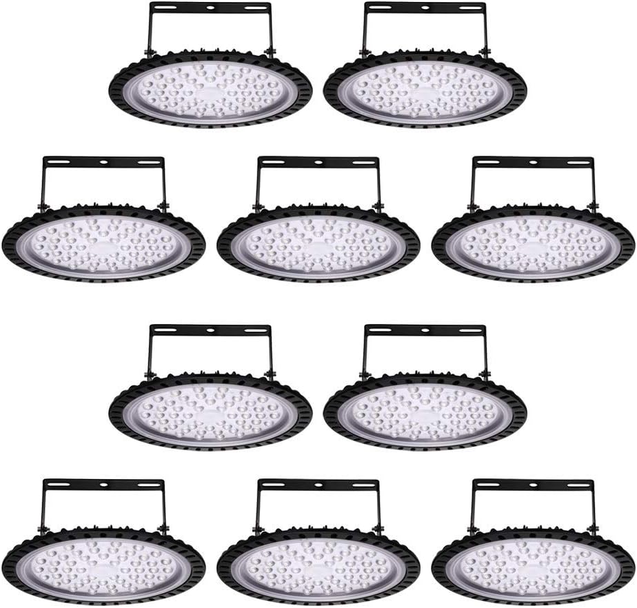 Viugreum 10 Pack 200W UFO LED High Bay Light, 20000LM 6500K Daylight White LED Warehouse Lighting, IP65 Waterproof Commercial Bay Lighting for Garage Barn Workshop