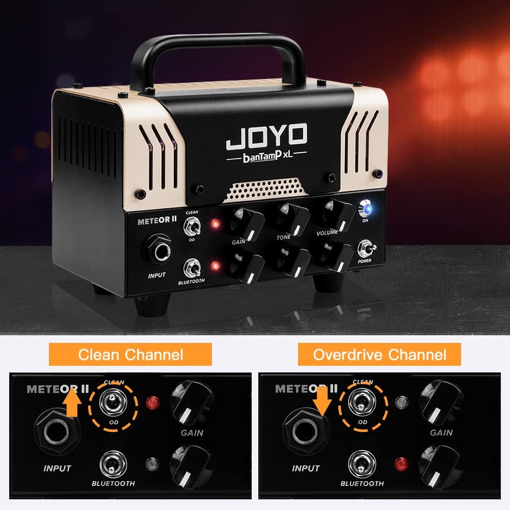 JOYO Meteor II BanTamp XL Series Mini Amp Head 20 Watt Preamp 2 Channel Hybrid Tube Guitar Amplifier Head for Electric Guitar with Bluetooth