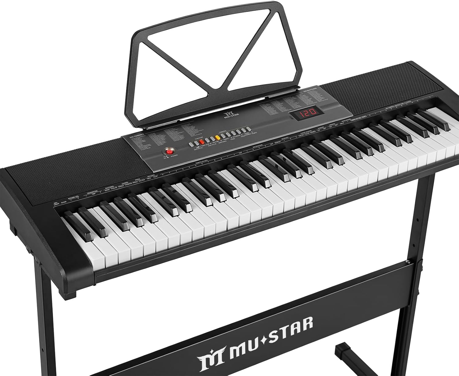 61 Key Electric Piano Keyboard for Beginners with Lighted Keys – Includes Stand, Bench, Headphones, Microphone, Note Stickers & Built-in Speakers – Digital Piano Learning Keyboard