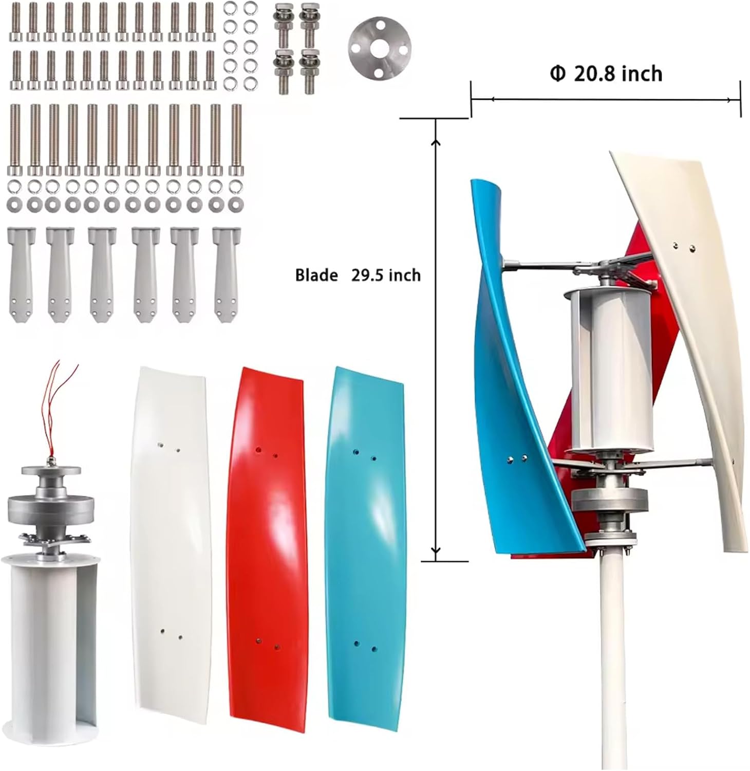 6000W Vertical Wind Turbine Generator with Charge Controller for Home & Boat - 24V Eco-Friendly Renewable Energy System, High Efficiency Wind Power Solution