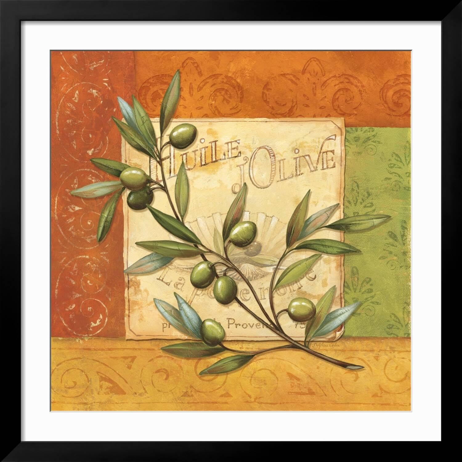 ART.COM Wall Art Print Olives du Midi I on Black Frame by Delphine Corbin, 38
