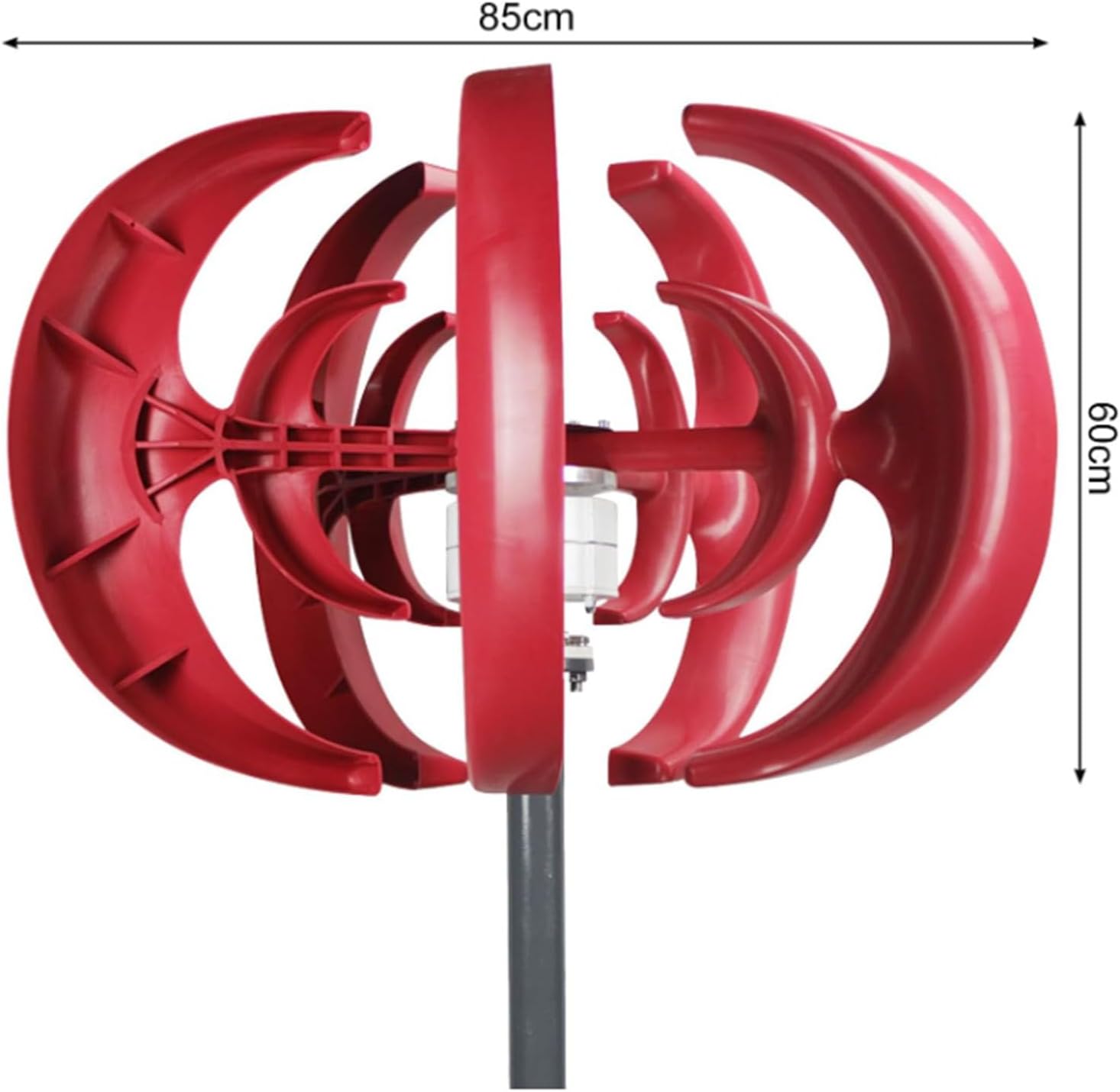 12v,HYZHANHONG 220V 12V 24V 48V Low Noise DC Wind Turbine Generator 12000W Vertical Axis Wind Turbine Unit with Controller for Home or Camping (Red, 5 Blades)