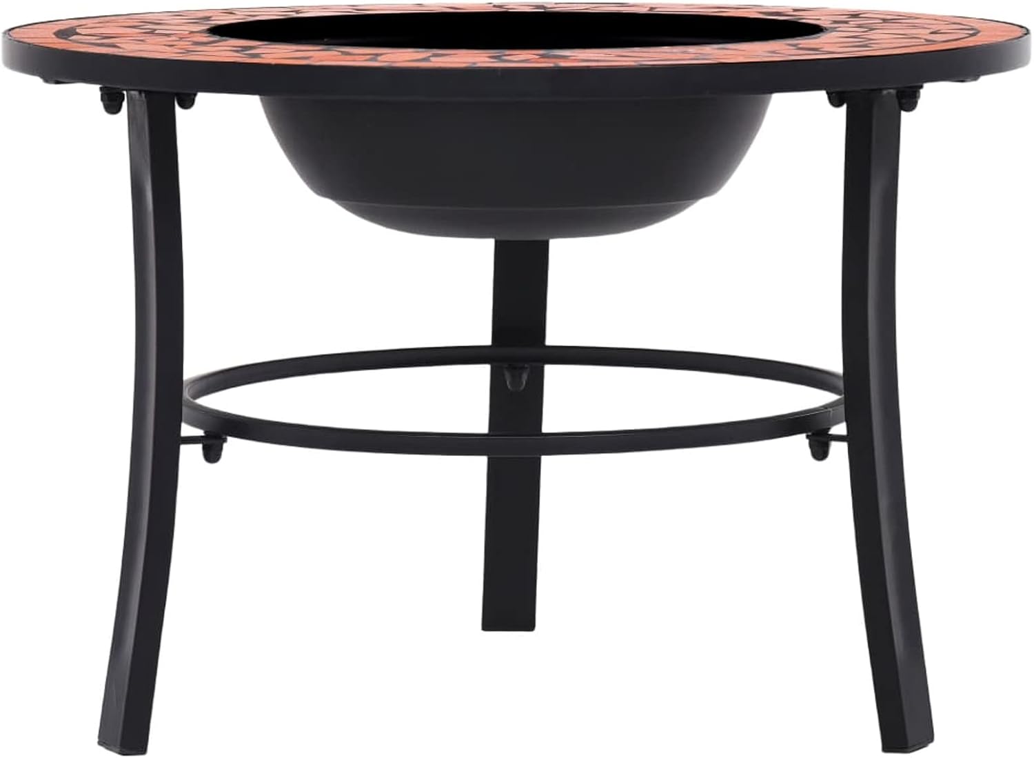 Mosaic Ceramic Fire Bowl Terracotta 68 cm Outdoor Fire Pit Garden Fire Pit Fire Bowl Black for Garden Terrace