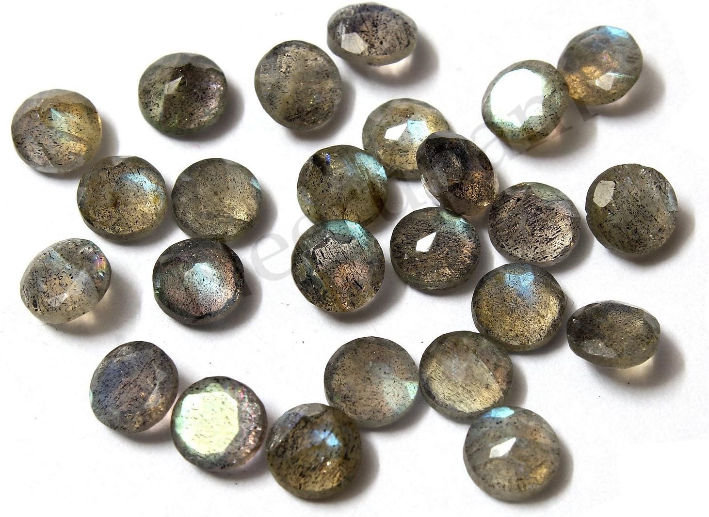 Neerupam Collection 5 mm Size Grey Color Natural African Labradorite AA Quality Faceted Round Shape Loose Gemstones
