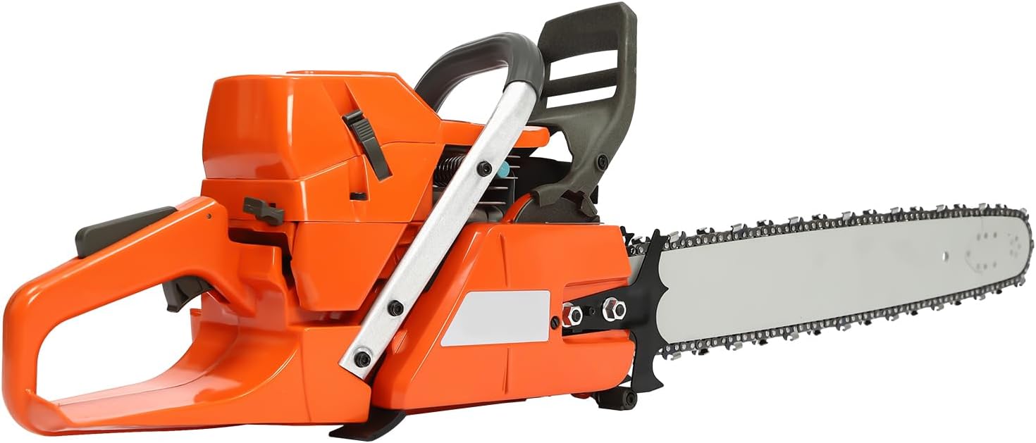 24 Inch 71.8CC Gas Chainsaw, 2-Stroke Portable Chain Saw Gas Powered Top Handle Chainsaws Hand Pull Start Cordless Power Saws for Tree Pruning & Cutting Yard Cleanups