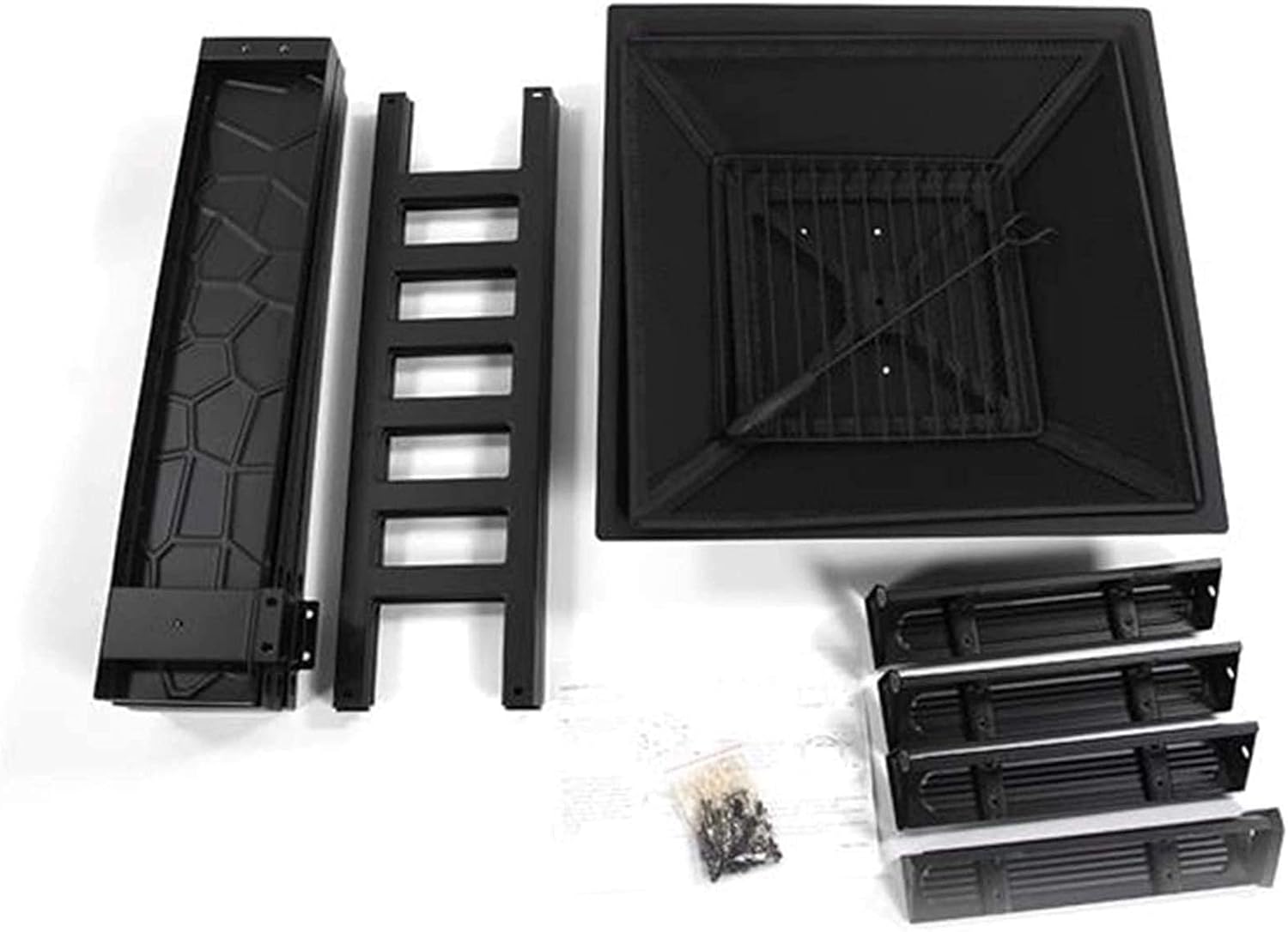 Fire Pit with BBQ Grill Shelf,Outdoor Metal Brazier Square Table Garden Patio Heater/BBQ/Ice Pit with Waterproof Cover