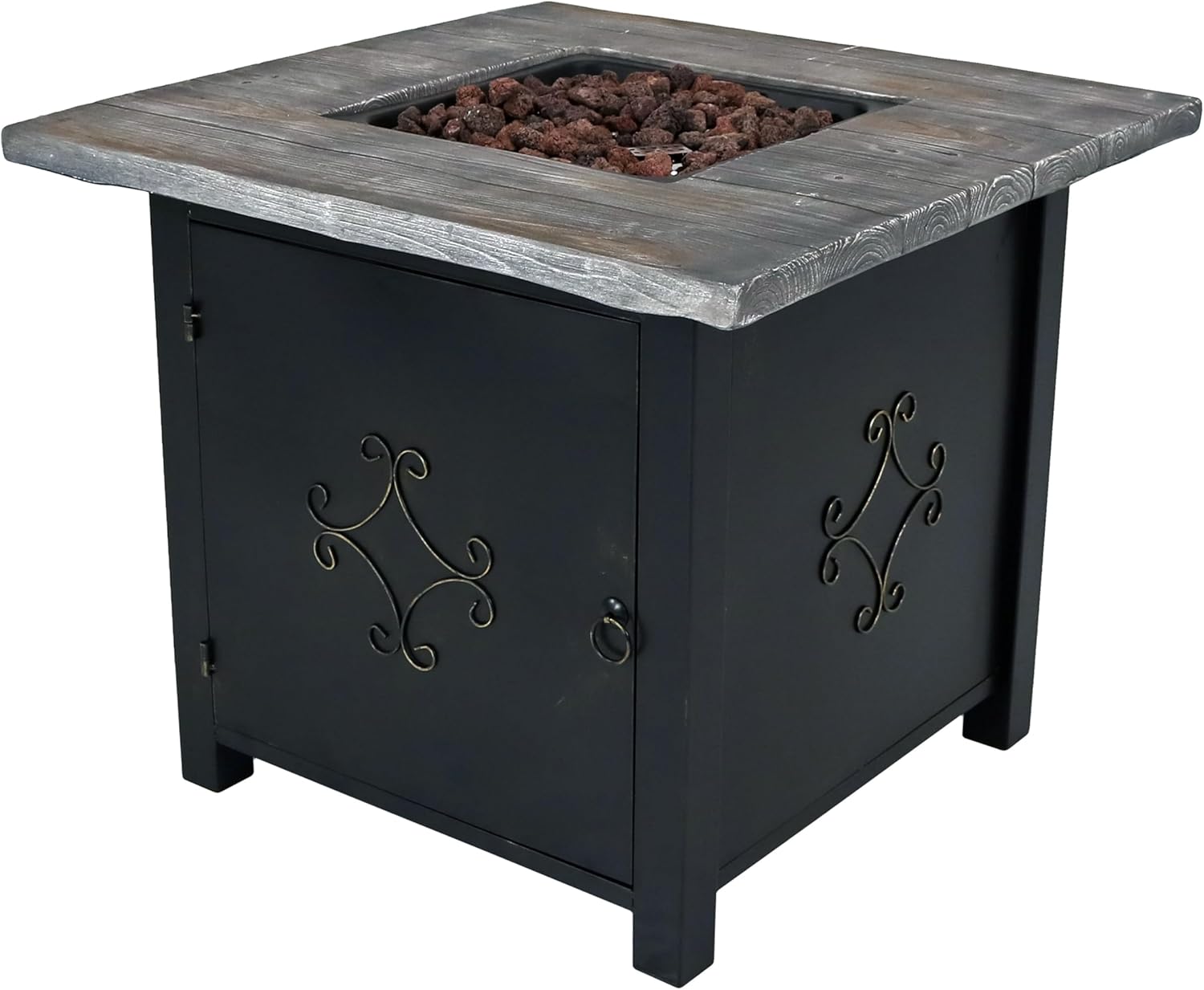 Sunnydaze 30-Inch Square Propane Fire Pit Table - 40,000 BTU Outdoor Gas Fire Pit Table with Lava Rocks and Weather-Resistant Cover