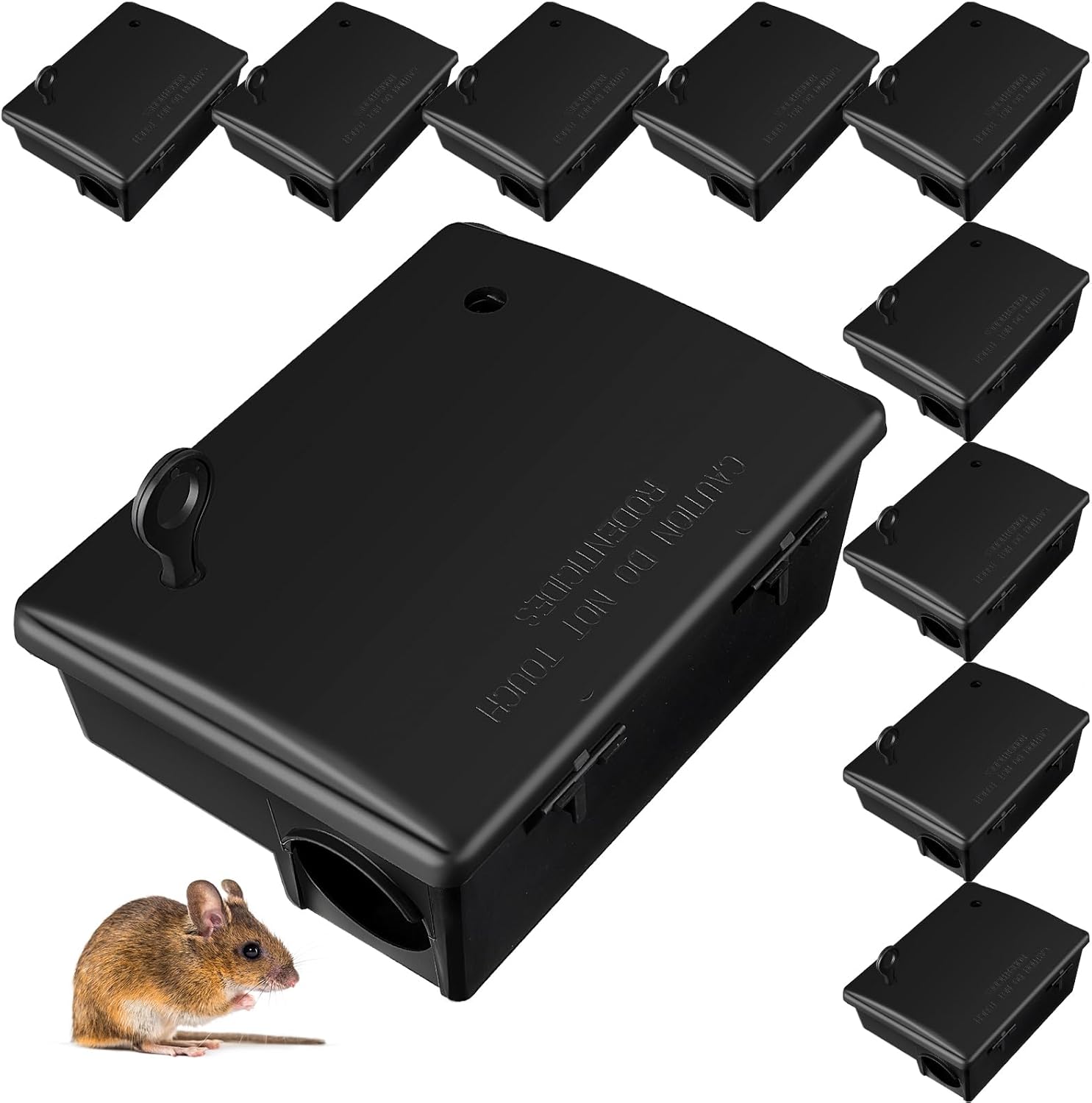 Qualirey 10 Pack Rat Bait Stations Large Rodent with Key Reusable Mouse Stations Mice Blocks Heavy Duty Boxes for Outdoor Rodents Mice Blocks, Bait Not Included, Black (9.8 x 7.5 x 3.9 Inches)