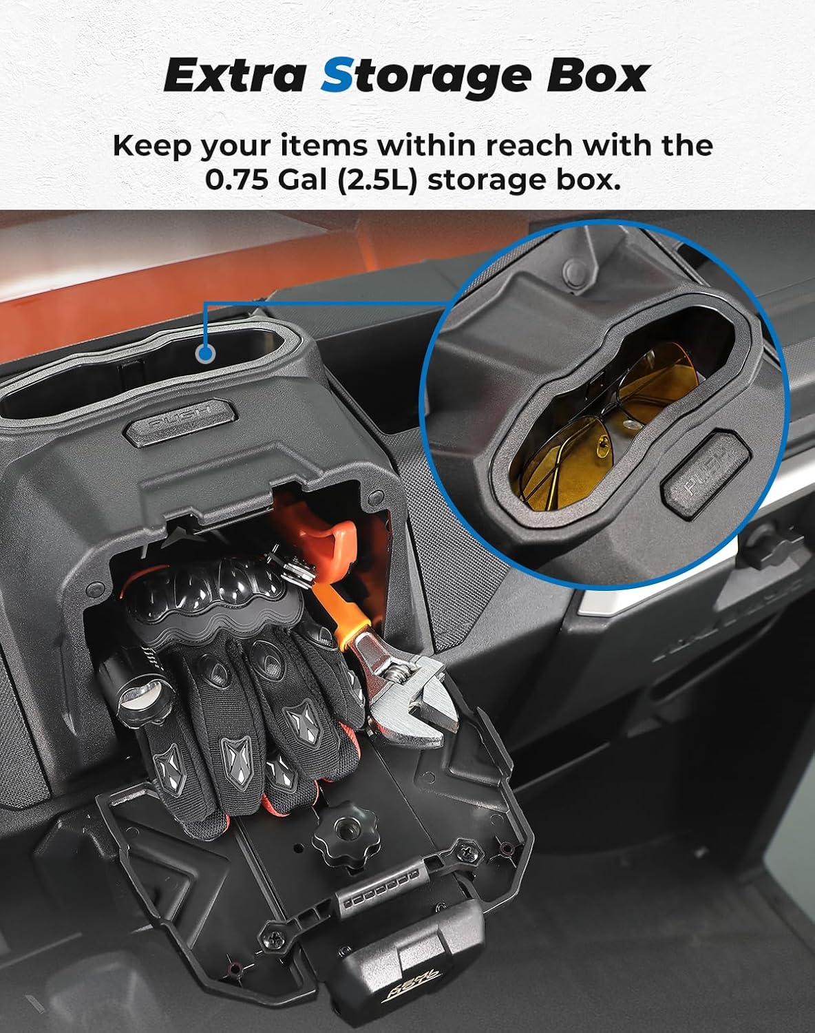 KEMIMOTO Tablet Phone Holder w/Versatile Storage Box Compatible with Polaris Ranger 1000/1000 XP/XP Crew 2018-2024, Electronic Device Mount for Phones Tablets & GPS, Dash Mounted Holder Accessories