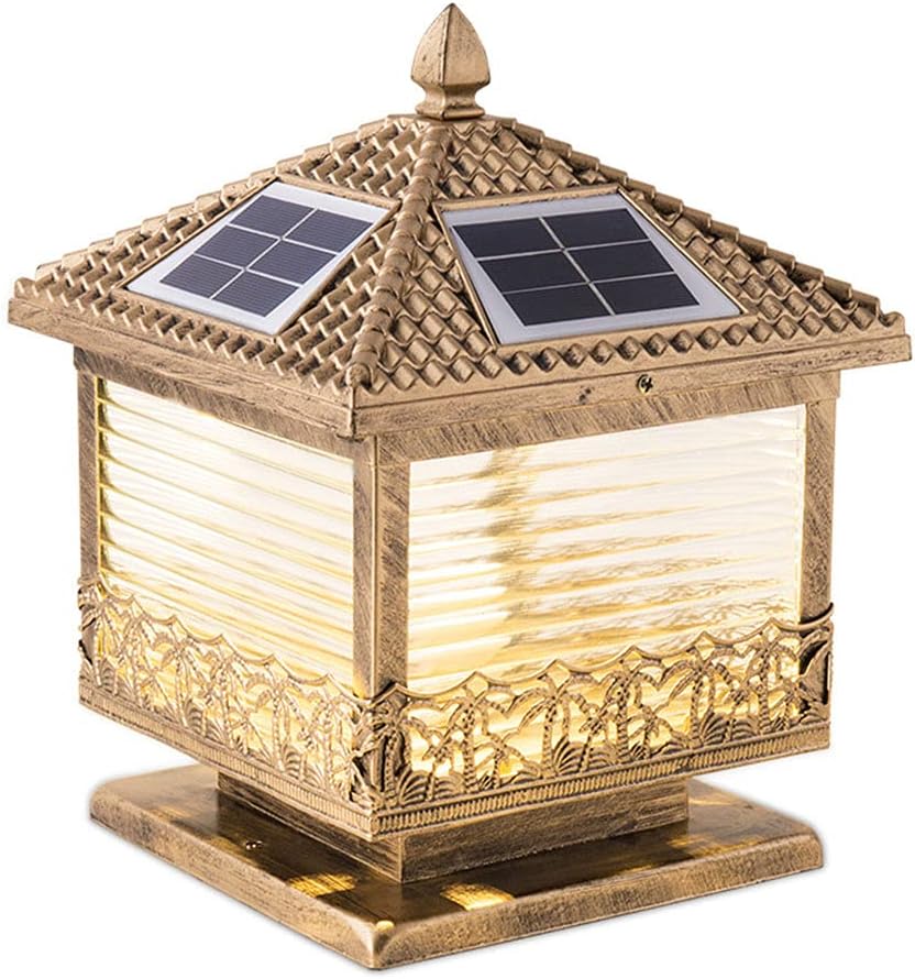 Outdoor Led Patio Pillar Light Solar Square Wall Pillar Headlight Waterproof Post Lamps Post Lamp Fixture European-Style Square Home Waterproof Walled Garden Villa