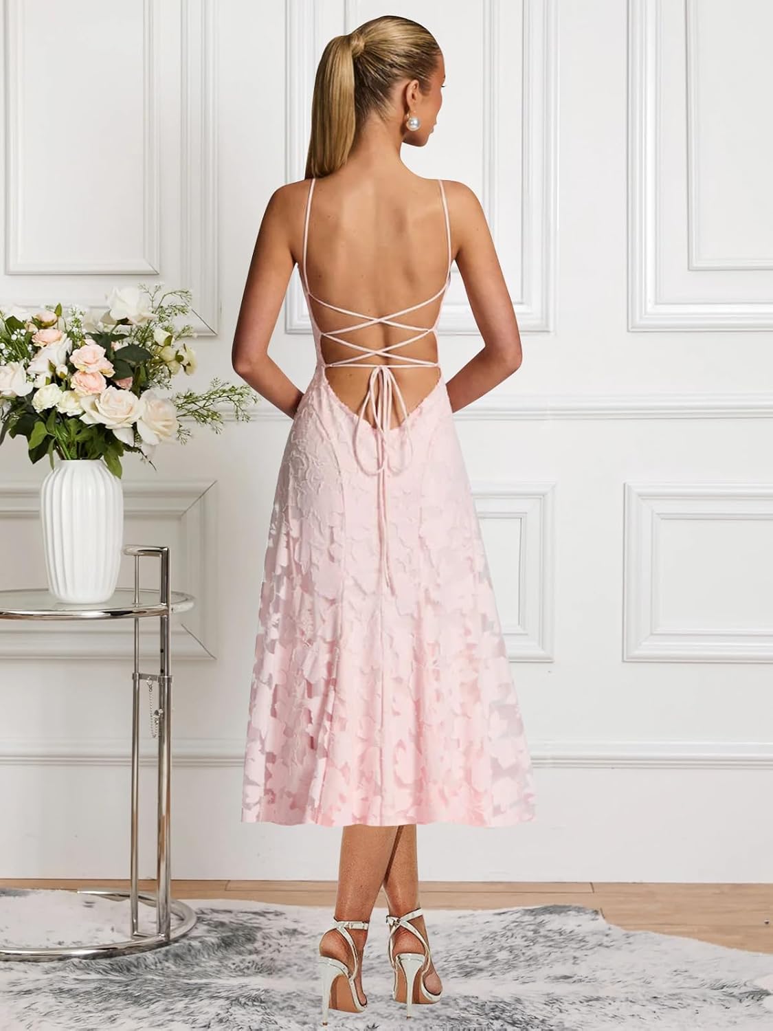 Long Floral Bridesmaid Dresses for Women Chiffon Cowl Neck Formal Evening Gown