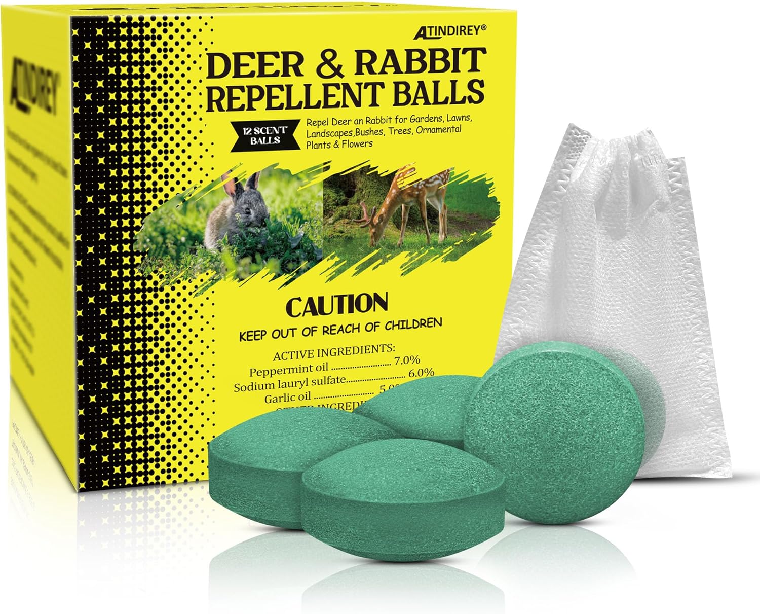 Deer & Rabbit Repellent for Plants - Natural Garden Yard Deterrent Balls, Long-Lasting Protection for Outdoor Trees, Flowers & Vegetables | Pet-Safe