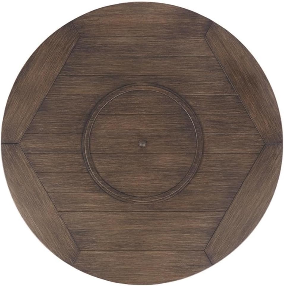 Outdoor Round Fire Pit Table in Medium Brown