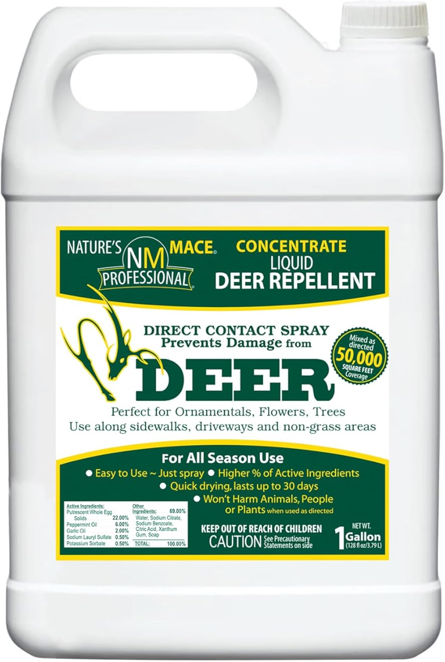 NM Deer Repellent Professional Concentrate, Professional Deer Repellent Spray for Lawns, Gardens, Nurseries, Farms, Golf Courses, People, Pet, & Plant Safe