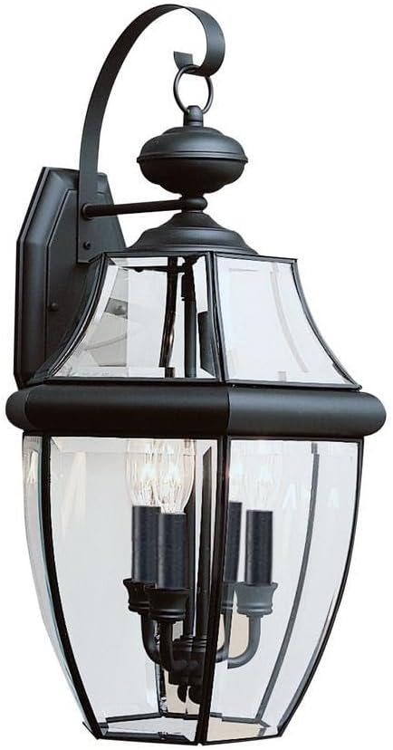 Generation Lighting 8040-12 Lancaster Traditional Three - Light Outdoor Wall Lantern Outside Fixture, Black Finish