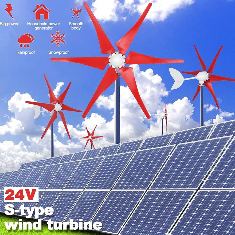 Wind Turbine Generator Kit 400W, Wind Power Generator for Marine RV Home, 6-Blades Windmill Generator for Wind and Hybrid Solar System