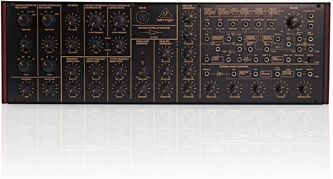 Behringer K-2 Analog and Semi-Modular Synthesizer with Dual VCOs, Ring Modulator, External Signal Processor, 16-Voice Poly Chain and Eurorack Format