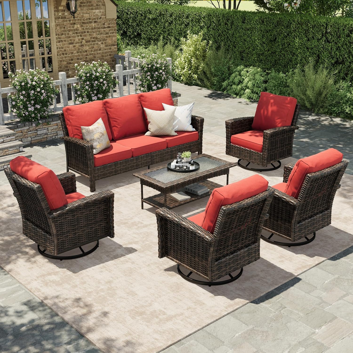 HERA'S HOUSE Red Patio Furniture Set, 35