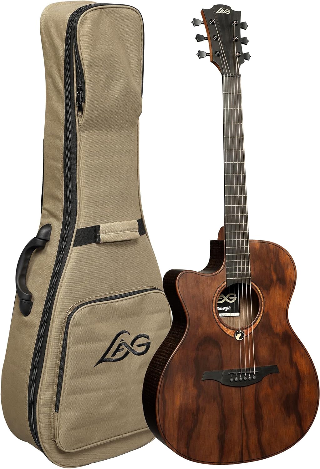LAG GUITARS Sauvage Auditorium Cutaway Acoustic-Electric Left-Handed w/Hybrid Gigbag, Eco-friendly design