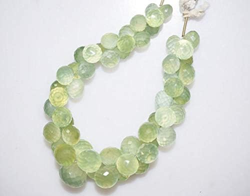 13 inch natural beads strand of 7-13mm faceted onion prehnite gemstone briolletes beads for DIY jewelry - necklace, bracelet, earring, ring.
