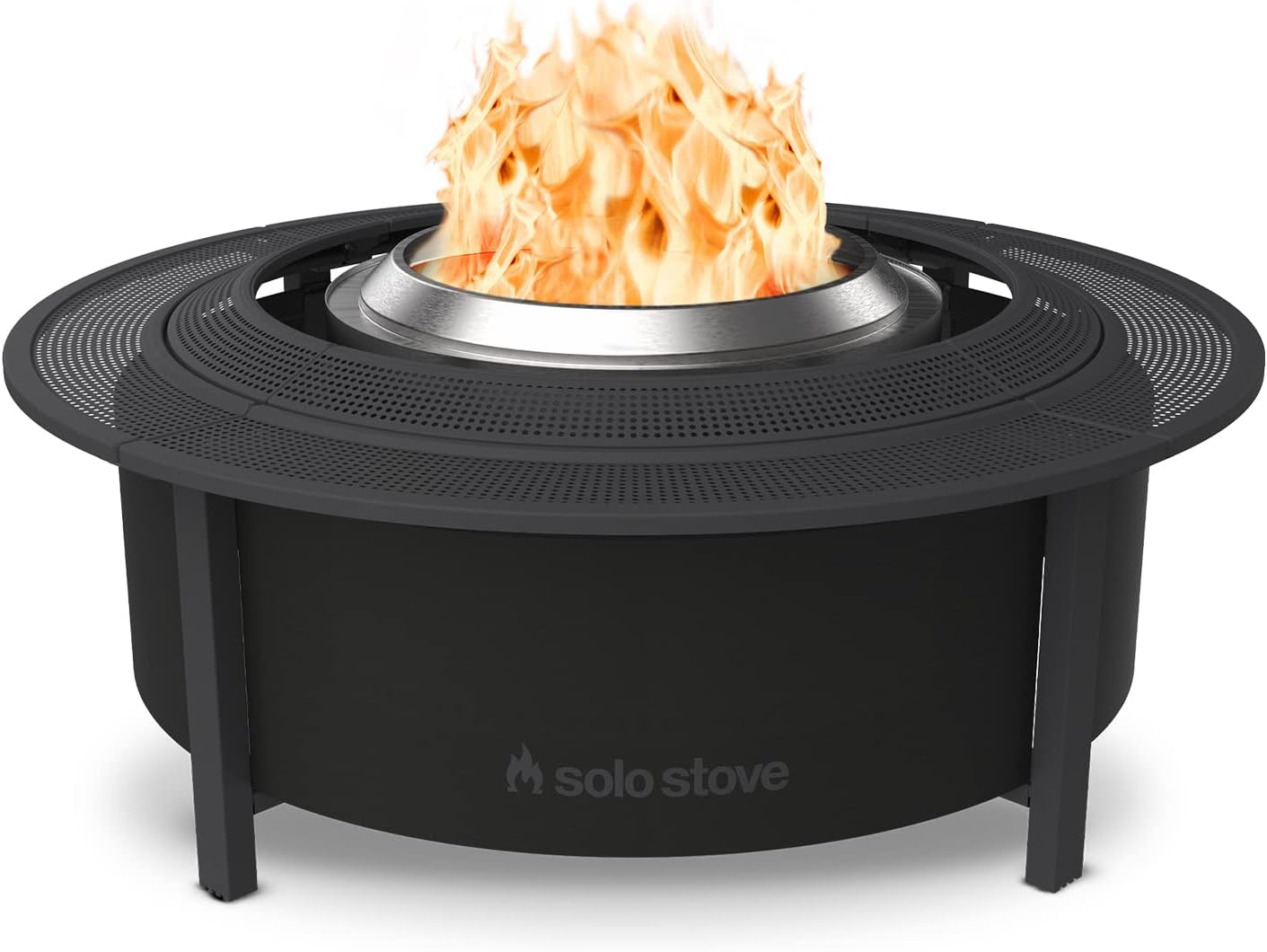 Solo Stove 52.6 Inch Fire Pit Surround Tabletop - Portable Protective Barrier for Wood Burning Fire Pits for Safety & Extra Space - Powder-Coated Steel and UV-Resistant Outdoor Fabric, Black