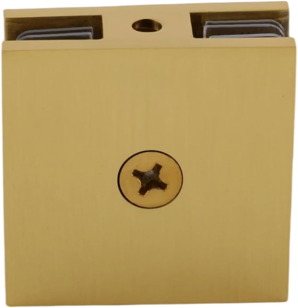 Shower Hardware Accessories for Frameless Hinged Shower Doors, 99 LBS Load Capacity, Including Hinges and Handles, for 6-12mm Thick Glass Door (5 Glass Clamps + L-Shaped Corner, Gold)