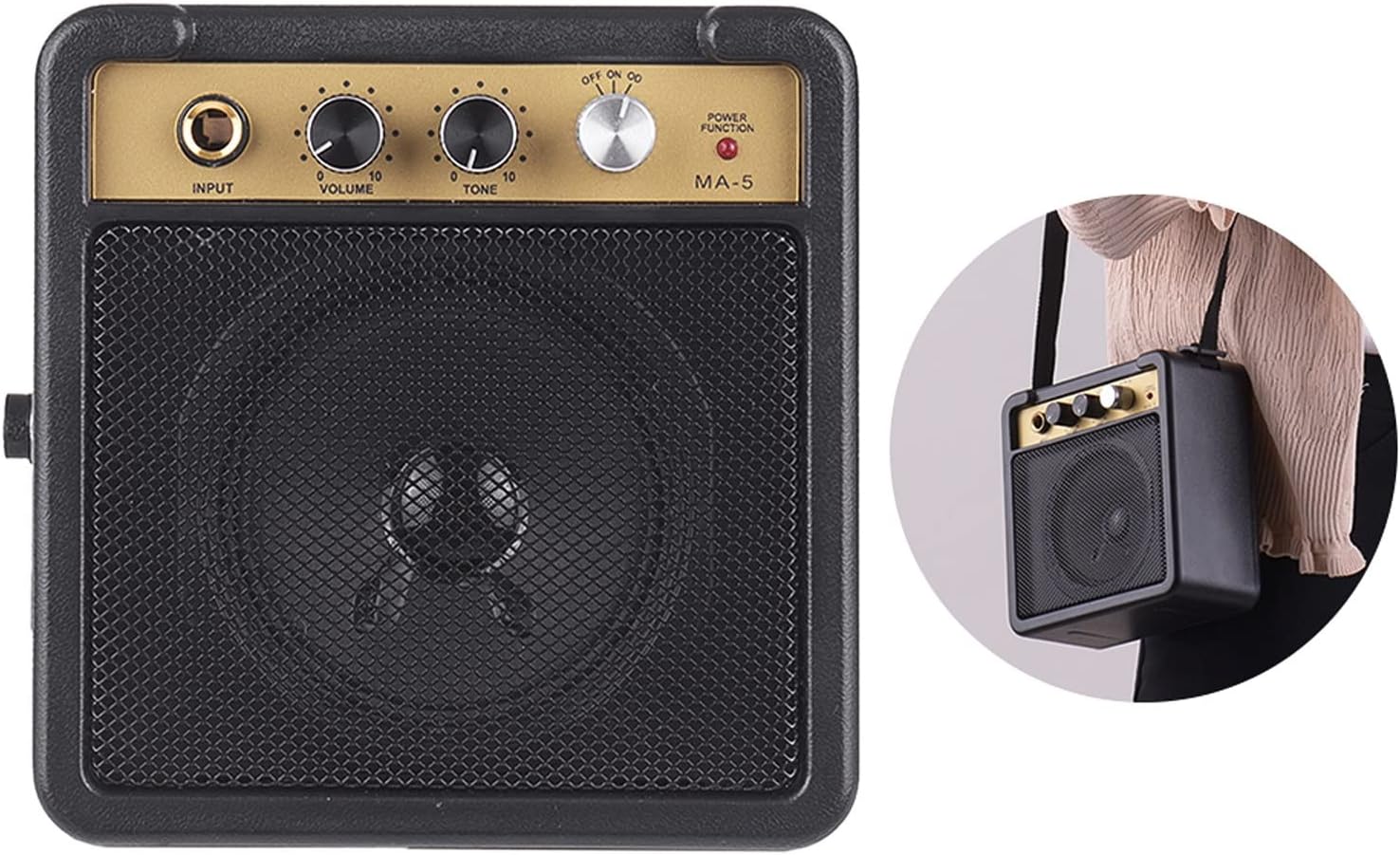 M Guitar Amplifier Amp Speaker 1W with 6.35mm Input 1/4 Inch Headphone Output Supports Volume Tone Adjustment