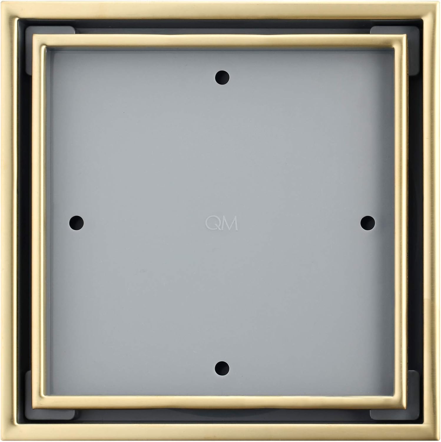 QM Tile-Insert 5 3/4 Inch Center/Square Shower Drain in Satin Gold, Stainless Steel Marine 316 Frame + ABS, Lagos Veil Line, 5 3/4 Inch Kit includes: Hair Strainer, Key
