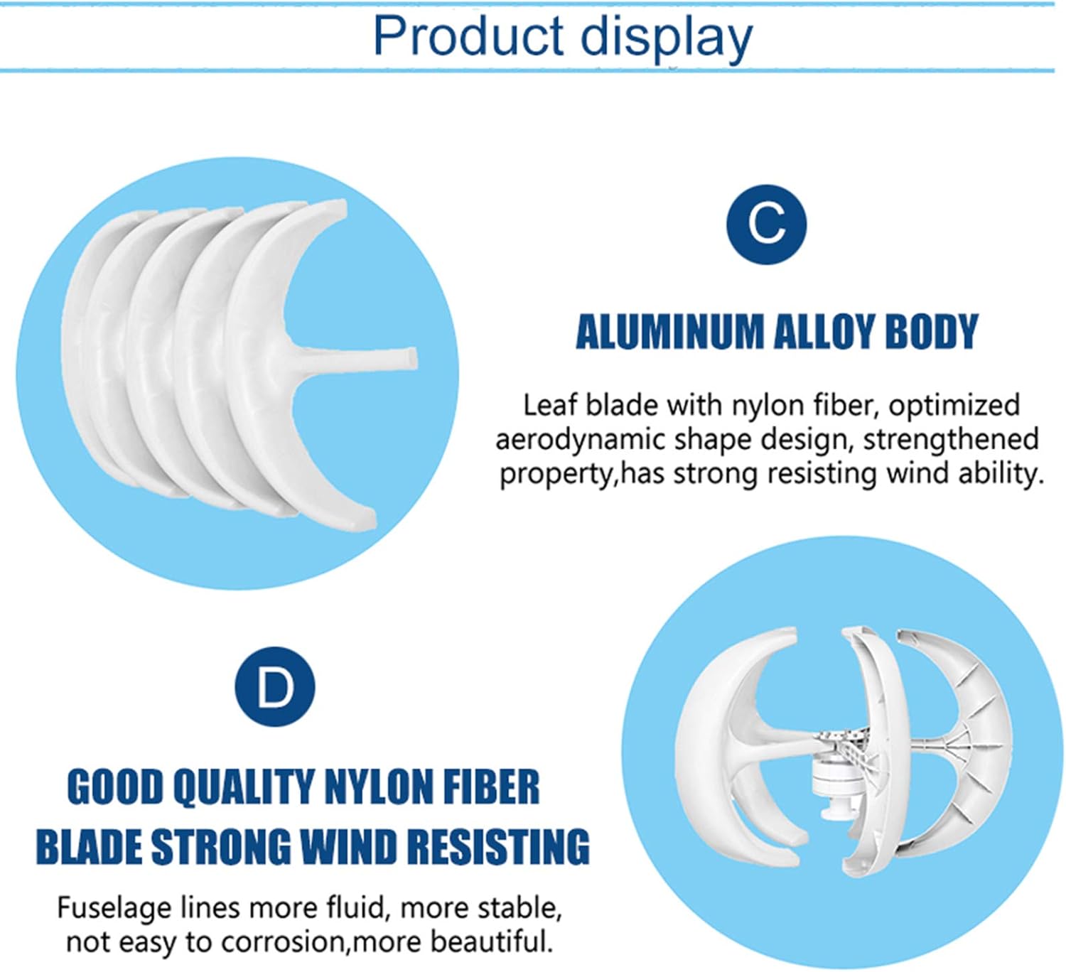 8000W Vertical Axis Wind Generator, 12V 24V 5 Blades with Controller Lantern Wind Turbine Generator,for Home Yacht Farm,12v